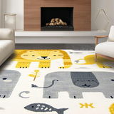 Ultra Soft Area Rug, Non Slip, Stain Resistant, Washable Area Rugs for Living Room, Bedroom, Colorful Cartoonish Wildlife Pattern(Yellow)
