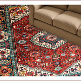 Ultra Soft Area Rug, Non Slip, Stain Resistant, Washable Area Rugs for Living Room, Bedroom, Rustic Earthy Vintage Motif(Red)