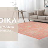 Ultra Soft Area Rug, Non Slip, Stain Resistant, Washable Area Rugs for Living Room, Bedroom, Chic Minimalist Ogee Pattern(Orange)