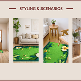 Ultra Soft Area Rug, Non Slip, Stain Resistant, Washable Area Rugs for Living Room, Bedroom, Round Grass-Themed Shower Door Accent(Green)