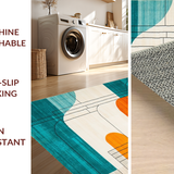 Ultra Soft Area Rug, Non Slip, Stain Resistant, Washable Area Rugs for Living Room, Bedroom, Retro Colorful Geometric Arrangement(Orange)