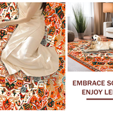 Ultra Soft Area Rug, Non Slip, Stain Resistant, Washable Area Rugs for Living Room, Bedroom, Playful Soft Blooming Pattern(Orange)