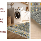 Ultra Soft Area Rug, Non Slip, Stain Resistant, Washable Area Rugs for Living Room, Bedroom, Cozy Earth Tone Medallion Design(Gray)