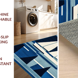 Ultra Soft Area Rug, Non Slip, Stain Resistant, Washable Area Rugs for Living Room, Bedroom, Elegant Blue Maritime Design(Blue)