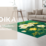 Ultra Soft Area Rug, Non Slip, Stain Resistant, Washable Area Rugs for Living Room, Bedroom, Bright Botanical Artistry Theme(Green)