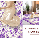 Ultra Soft Area Rug, Non Slip, Stain Resistant, Washable Area Rugs for Living Room, Bedroom, Fresh Purple Blossom Artistry(Ivory)