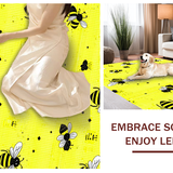Ultra Soft Area Rug, Non Slip, Stain Resistant, Washable Area Rugs for Living Room, Bedroom, Whimsical Bee Mosaic Artwork(Yellow)