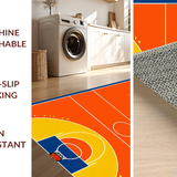 Ultra Soft Area Rug, Non Slip, Stain Resistant, Washable Area Rugs for Living Room, Bedroom, Energetic Sports-Themed Design(Orange)