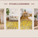 Ultra Soft Area Rug, Non Slip, Stain Resistant, Washable Area Rugs for Living Room, Bedroom, Chic Modern Abstract Composition(Yellow)