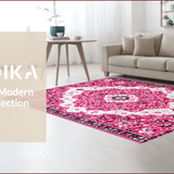 Ultra Soft Area Rug, Non Slip, Stain Resistant, Washable Area Rugs for Living Room, Bedroom, Pink Boho Vintage Playroom Carpet with Non-Slip Design(Pink)