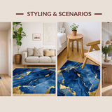 Ultra Soft Area Rug, Non Slip, Stain Resistant, Washable Area Rugs for Living Room, Bedroom, Modern Textured Geometric Fusion(Blue)