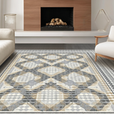 Ultra Soft Area Rug, Non Slip, Stain Resistant, Washable Area Rugs for Living Room, Bedroom, Sophisticated Minimalist Tiled Aesthetic(Gray)