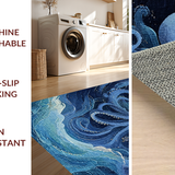 Ultra Soft Area Rug, Non Slip, Stain Resistant, Washable Area Rugs for Living Room, Bedroom, Nautical Theme Art Rug - Sea Monster Graphic Indoor Carpet(Blue)