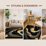 Ultra Soft Area Rug, Non Slip, Stain Resistant, Washable Area Rugs for Living Room, Bedroom, Sophisticated Metallic Minimalist Look(Gold)