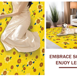 Ultra Soft Area Rug, Non Slip, Stain Resistant, Washable Area Rugs for Living Room, Bedroom, Charming Artful Floral Design(Yellow)