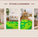 Ultra Soft Area Rug, Non Slip, Stain Resistant, Washable Area Rugs for Living Room, Bedroom, Whimsical Green Cat Entryway Rug Washable Design(Green)