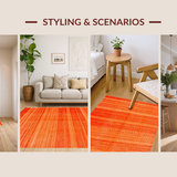 Ultra Soft Area Rug, Non Slip, Stain Resistant, Washable Area Rugs for Living Room, Bedroom, Elegant Warm Toned Minimalism(Orange)