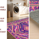 Ultra Soft Area Rug, Non Slip, Stain Resistant, Washable Area Rugs for Living Room, Bedroom, Dynamic Multicolor Geometric Textile(Purple)