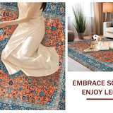 Ultra Soft Area Rug, Non Slip, Stain Resistant, Washable Area Rugs for Living Room, Bedroom, Artful Abstract Lagoon Palette(Orange)