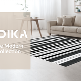 Ultra Soft Area Rug, Non Slip, Stain Resistant, Washable Area Rugs for Living Room, Bedroom, Contemporary Black White Trellis Motif(Black)