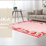 Ultra Soft Area Rug, Non Slip, Stain Resistant, Washable Area Rugs for Living Room, Bedroom, Charming Cherry Blossom Motif(Pink)