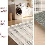 Ultra Soft Area Rug, Non Slip, Stain Resistant, Washable Area Rugs for Living Room, Bedroom, Elegant Monochrome Striped Area Rug with Retro Vibes and Geometric Design(Beige)