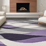 Ultra Soft Area Rug, Non Slip, Stain Resistant, Washable Area Rugs for Living Room, Bedroom, Contemporary Artistic Swirl Design(Purple)