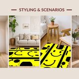 Ultra Soft Area Rug, Non Slip, Stain Resistant, Washable Area Rugs for Living Room, Bedroom, Eclectic Y2K Graphic Statement(Yellow)