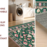 Ultra Soft Area Rug, Non Slip, Stain Resistant, Washable Area Rugs for Living Room, Bedroom, Dynamic Textured Vintage Arrangement(Green)