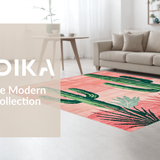 Ultra Soft Area Rug, Non Slip, Stain Resistant, Washable Area Rugs for Living Room, Bedroom, Contemporary Lively Cactus Print(Pink)