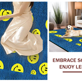 Ultra Soft Area Rug, Non Slip, Stain Resistant, Washable Area Rugs for Living Room, Bedroom, Funky Abstract Happy Design(Blue)