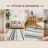 Ultra Soft Area Rug, Non Slip, Stain Resistant, Washable Area Rugs for Living Room, Bedroom, Elegant Minimalist Monochrome Stripes(Beige)