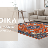 Ultra Soft Area Rug, Non Slip, Stain Resistant, Washable Area Rugs for Living Room, Bedroom, Lively Multicolor Medallion Charm(Orange)