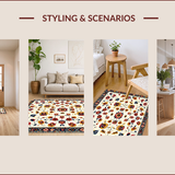Ultra Soft Area Rug, Non Slip, Stain Resistant, Washable Area Rugs for Living Room, Bedroom, Colorful Folk-Inspired Entryway Plush Area Rug(Ivory)