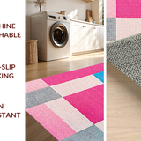 Ultra Soft Area Rug, Non Slip, Stain Resistant, Washable Area Rugs for Living Room, Bedroom, Joyful Colorful Educational Elements(Pink)