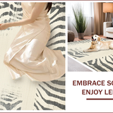 Ultra Soft Area Rug, Non Slip, Stain Resistant, Washable Area Rugs for Living Room, Bedroom, Distressed Neutral Zebra Print Hallway Runner(Beige)