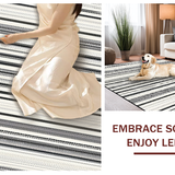 Ultra Soft Area Rug, Non Slip, Stain Resistant, Washable Area Rugs for Living Room, Bedroom, Industrial Stripe Rug with Minimalist Dash Sequence and Modern Linear Motif(Black)
