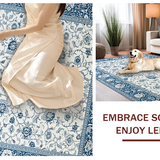 Ultra Soft Area Rug, Non Slip, Stain Resistant, Washable Area Rugs for Living Room, Bedroom, Sophisticated Transitional Floral Scheme(White)