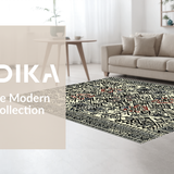 Ultra Soft Area Rug, Non Slip, Stain Resistant, Washable Area Rugs for Living Room, Bedroom, Vibrant Contrast Medallion Style(Black)