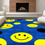 Ultra Soft Area Rug, Non Slip, Stain Resistant, Washable Area Rugs for Living Room, Bedroom, Playful Geometric Face Pattern(Blue)
