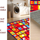 Ultra Soft Area Rug, Non Slip, Stain Resistant, Washable Area Rugs for Living Room, Bedroom, Dynamic Rainbow Animal Illustrations(Red)