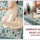 Ultra Soft Area Rug, Non Slip, Stain Resistant, Washable Area Rugs for Living Room, Bedroom, Modern Eclectic Botanical Harmony(Blue)