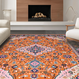 Ultra Soft Area Rug, Non Slip, Stain Resistant, Washable Area Rugs for Living Room, Bedroom, Unique Contemporary Linear Arrangement(Orange)
