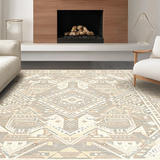 Ultra Soft Area Rug, Non Slip, Stain Resistant, Washable Area Rugs for Living Room, Bedroom, Rustic Vintage Diamond Print(Beige)