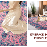 Ultra Soft Area Rug, Non Slip, Stain Resistant, Washable Area Rugs for Living Room, Bedroom, Charming Retro Floral Motif(Pink)