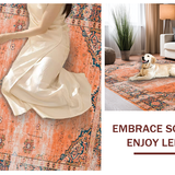 Ultra Soft Area Rug, Non Slip, Stain Resistant, Washable Area Rugs for Living Room, Bedroom, Soft Terracotta Linear Arrangement(Orange)