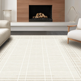 Ultra Soft Area Rug, Non Slip, Stain Resistant, Washable Area Rugs for Living Room, Bedroom, Vibrant Playful Grid-Like Arrangement(Beige)