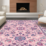 Ultra Soft Area Rug, Non Slip, Stain Resistant, Washable Area Rugs for Living Room, Bedroom, Luxurious Soft Pink Petal Pattern(Pink)