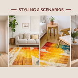 Ultra Soft Area Rug, Non Slip, Stain Resistant, Washable Area Rugs for Living Room, Bedroom, Lively Eclectic Geometric Arrangement(Orange)