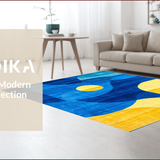 Ultra Soft Area Rug, Non Slip, Stain Resistant, Washable Area Rugs for Living Room, Bedroom, Electric Blue and Yellow Composition(Blue)